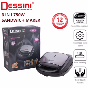 Dessini DS-9560 Sandwich Maker with Non-Stick Plates and 750W Power