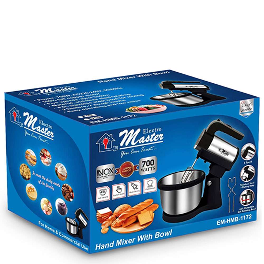 Electro Master Hand Mixer with Bowl EM-HMB-1172 4.5L