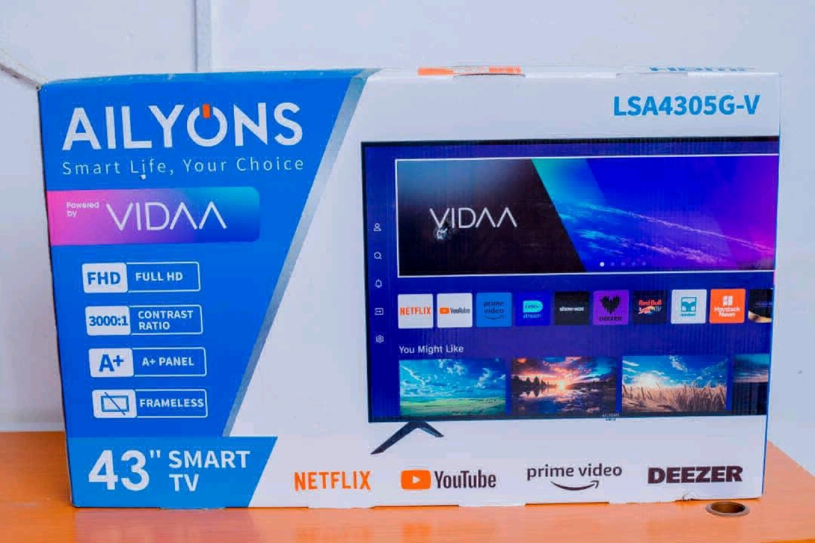 Ailyons Double Glass 43 Inch HD Smart Frameless Television(TV)